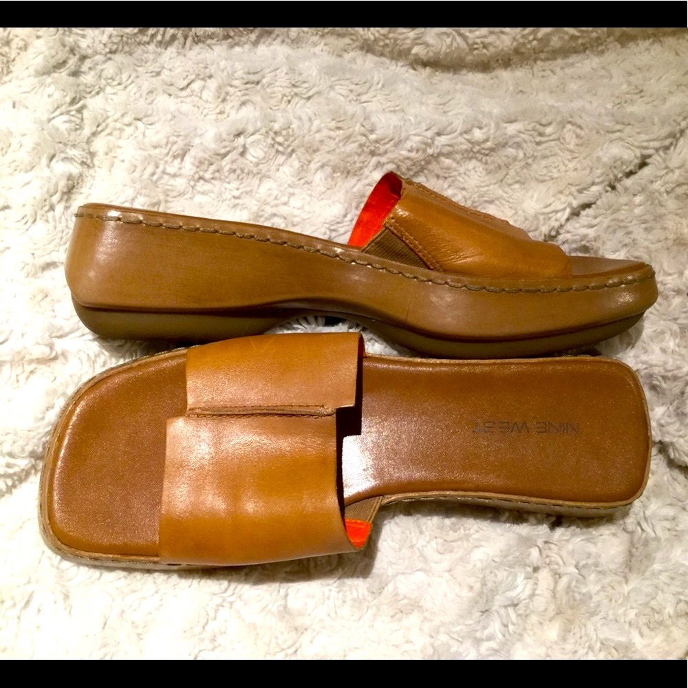 NINE WEST Size 9.5 Tan Leather Sandals GORGEOUS!
